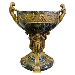 "Celebration of Athletics," Art Deco Bronze & Marble Bowl, poss. 1924 Olympics