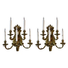 Antique Pair of Detailed Bronze Sconces