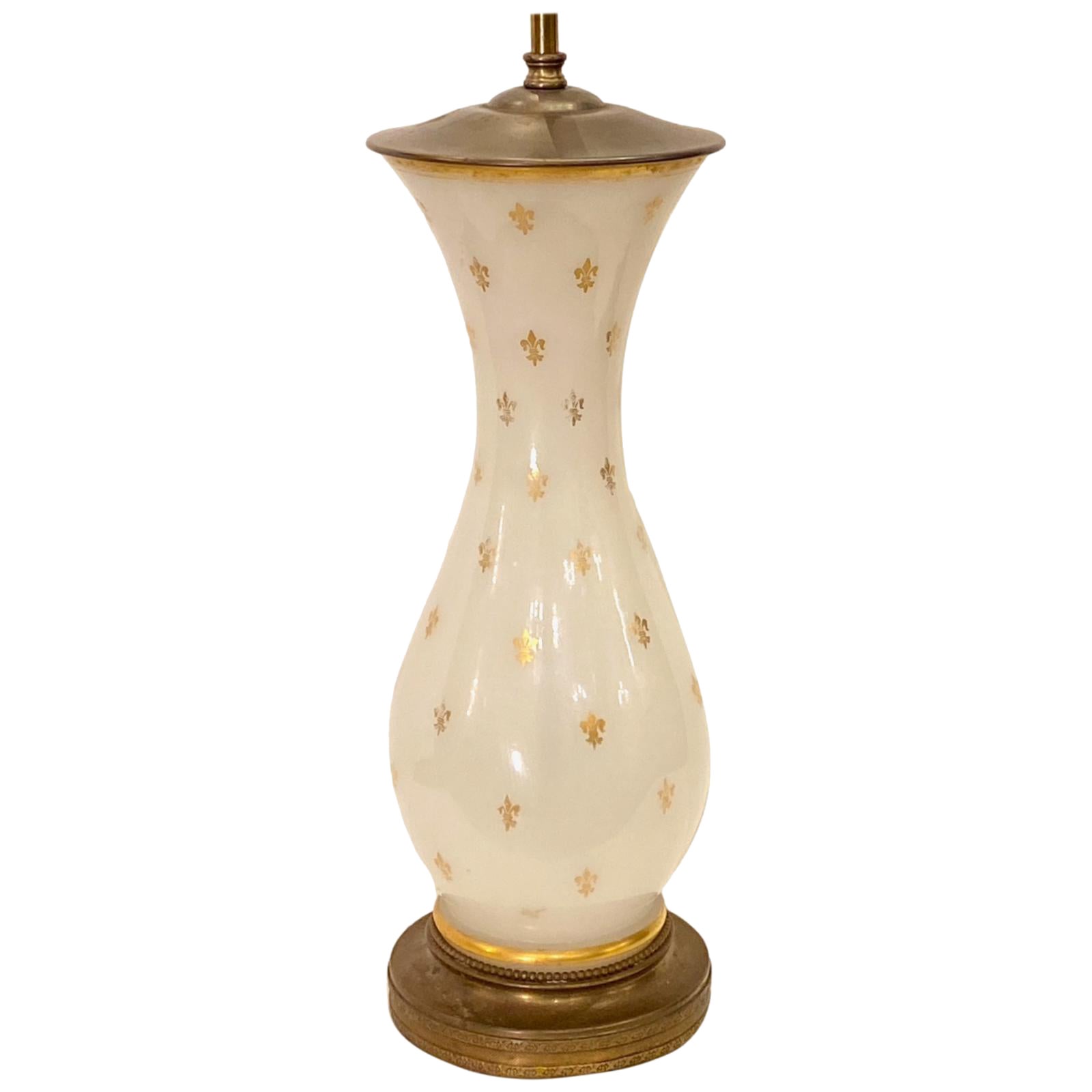 Single Opaline Glass Lamp For Sale