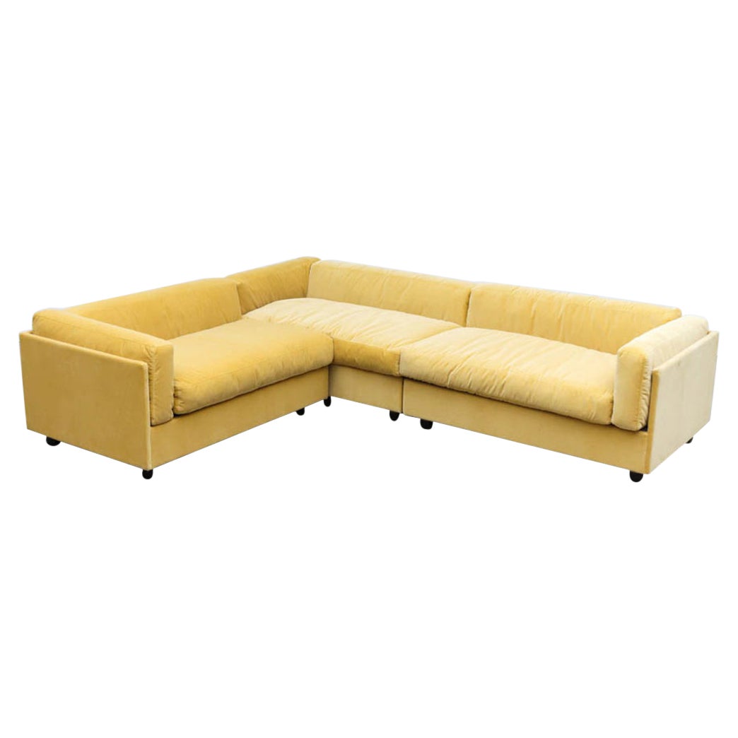 Jan des Bouvrie Custom Yellow Velvet Sectional Sofa