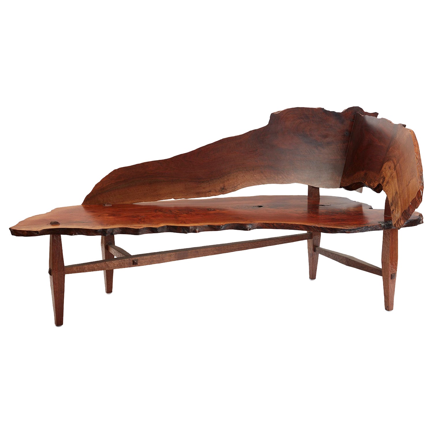 Handcrafted Sculptural One of a Kind Live Edge Walnut Chaise For Sale