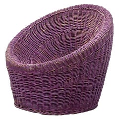 Pierre Paulin Inspired Boysenberry Rattan Basket Chair