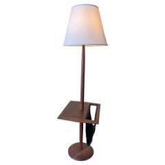 MCM Solid Walnut "Shaft" Table / Floor Lamp / Magazine Rack by Laurel Lamp Co.
