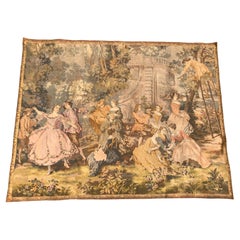 Bobyrug's Vintage Französisch Jaquar Wandteppich Aubusson Stil