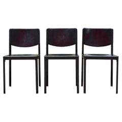 Tito Agnoli lot de 3 chaises de salle à manger en cuir vintage pour Matteo Grassi