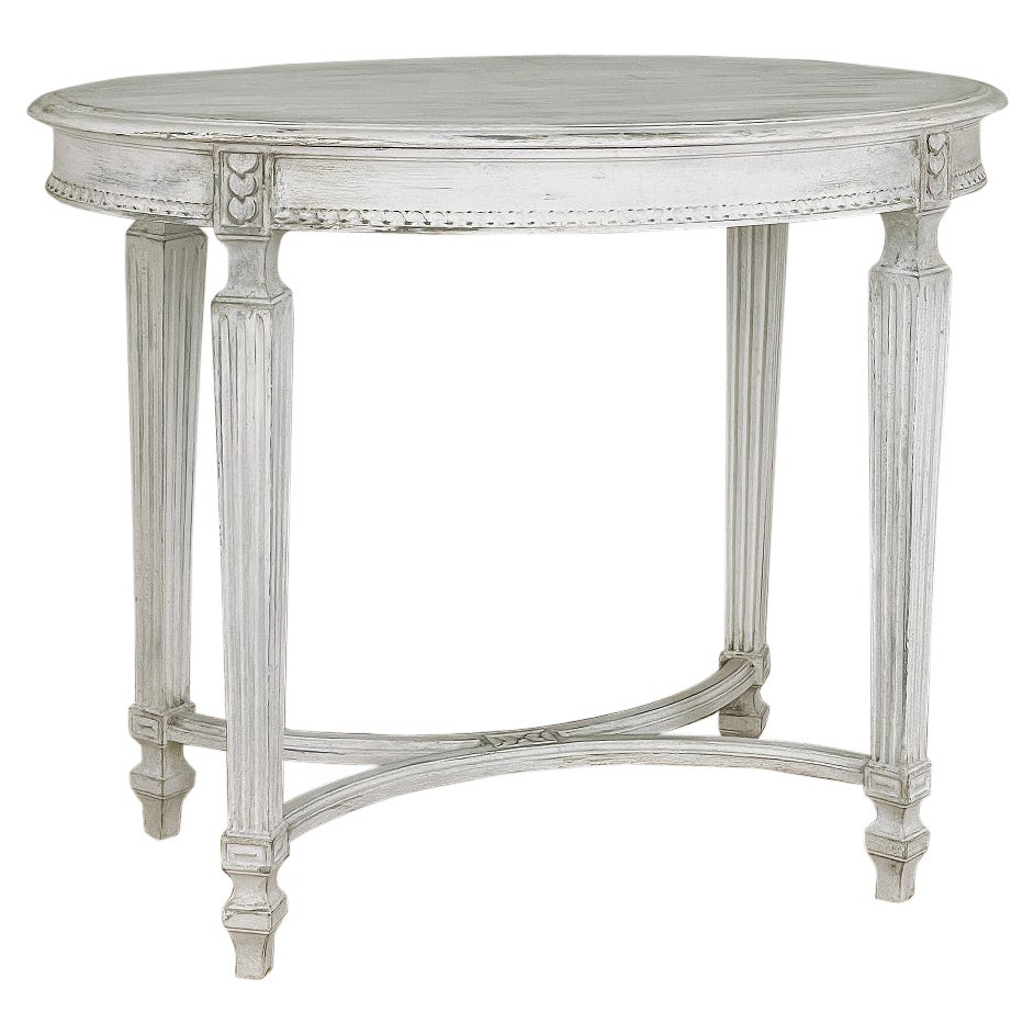 Antique Oval MarquetryTop TwoTier French End Table at 1stDibs