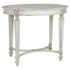 Antique French Oval Painted End Table