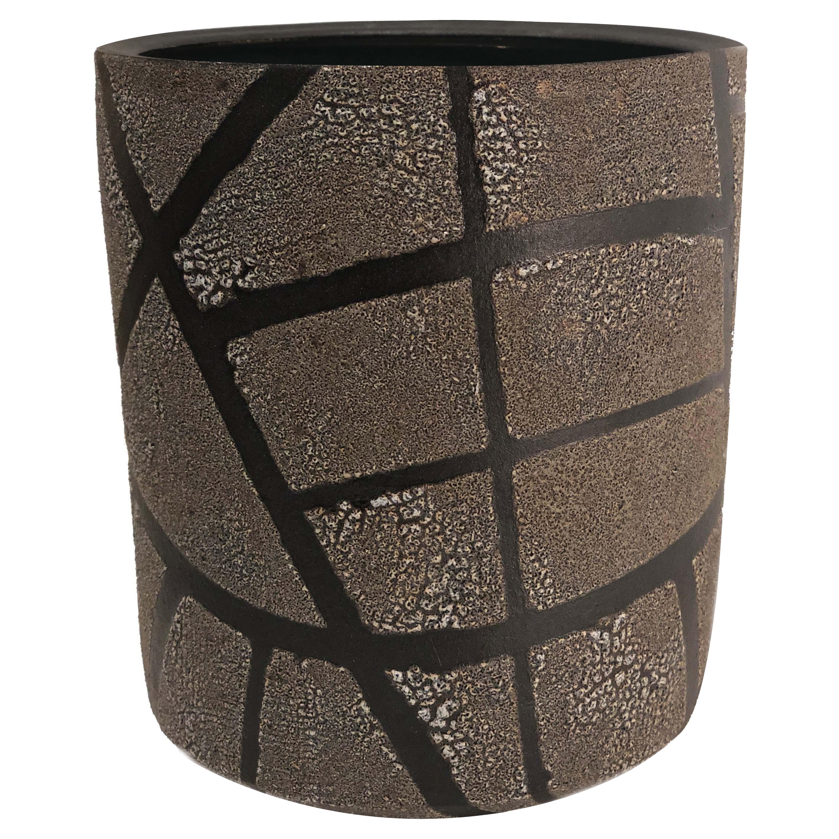 Vaso americano post-bellico Di Pasquale grigio a trama geometrica