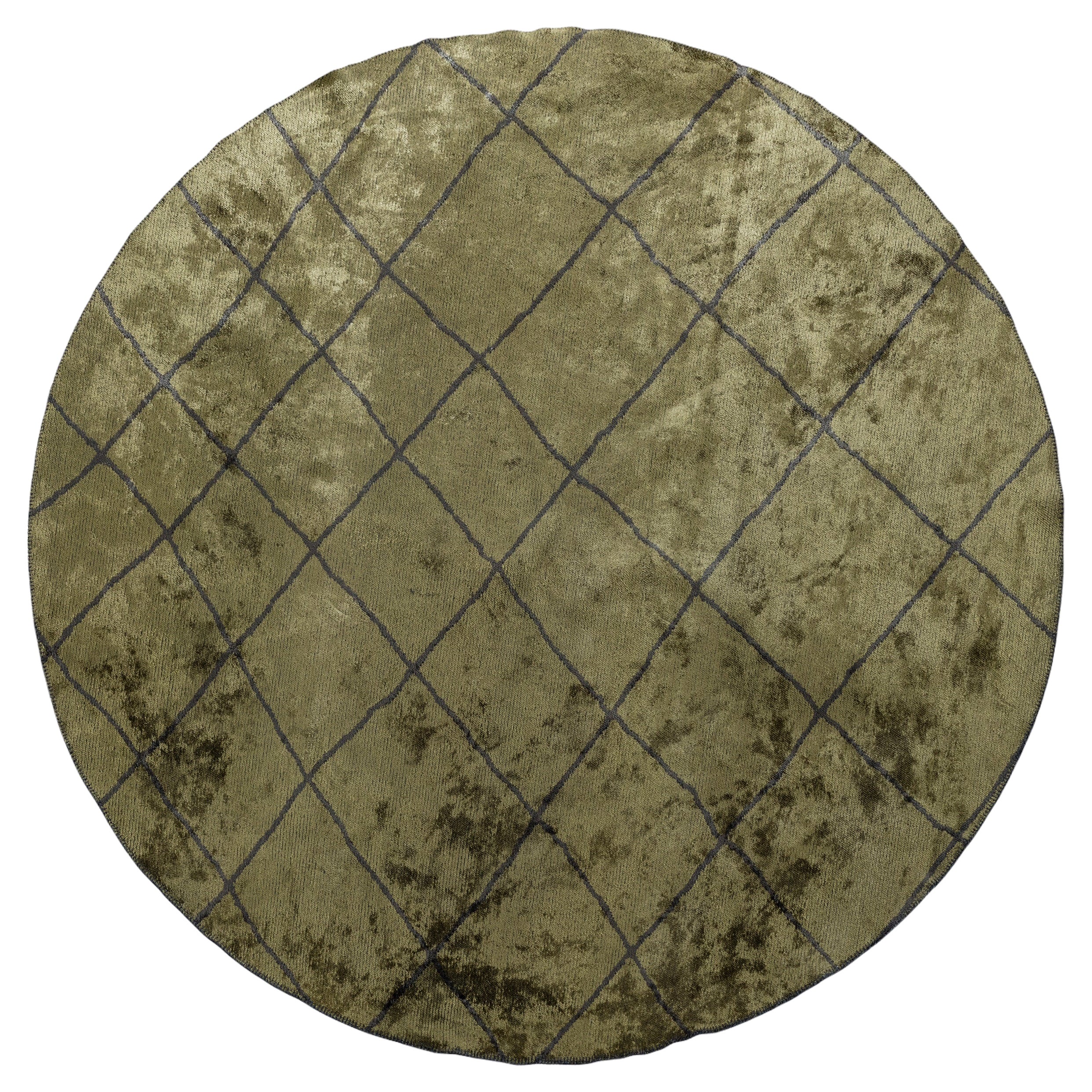 Contemporary Berber Olive and Charcoal Luxury Area 7 Foot Round Rug