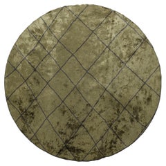 Contemporary Berber Olive and Charcoal Luxury Area 7 Foot Round Rug
