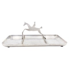 Posacenere per cavalli in peltro Art Deco