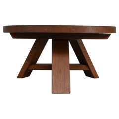 Oak Brutalist Mid-Century Belgium Coffee Table