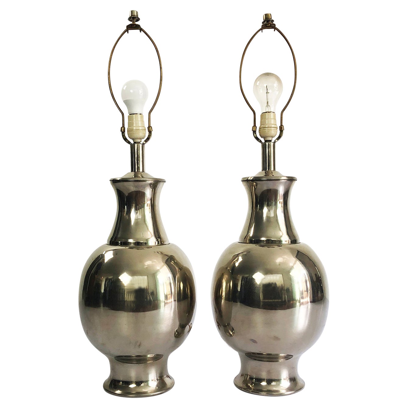 Pair of Platted Lamps by AMBAHR For Sale