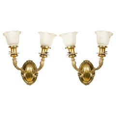 Pair of American Victorian Bronze Dolphin Wall Sconces