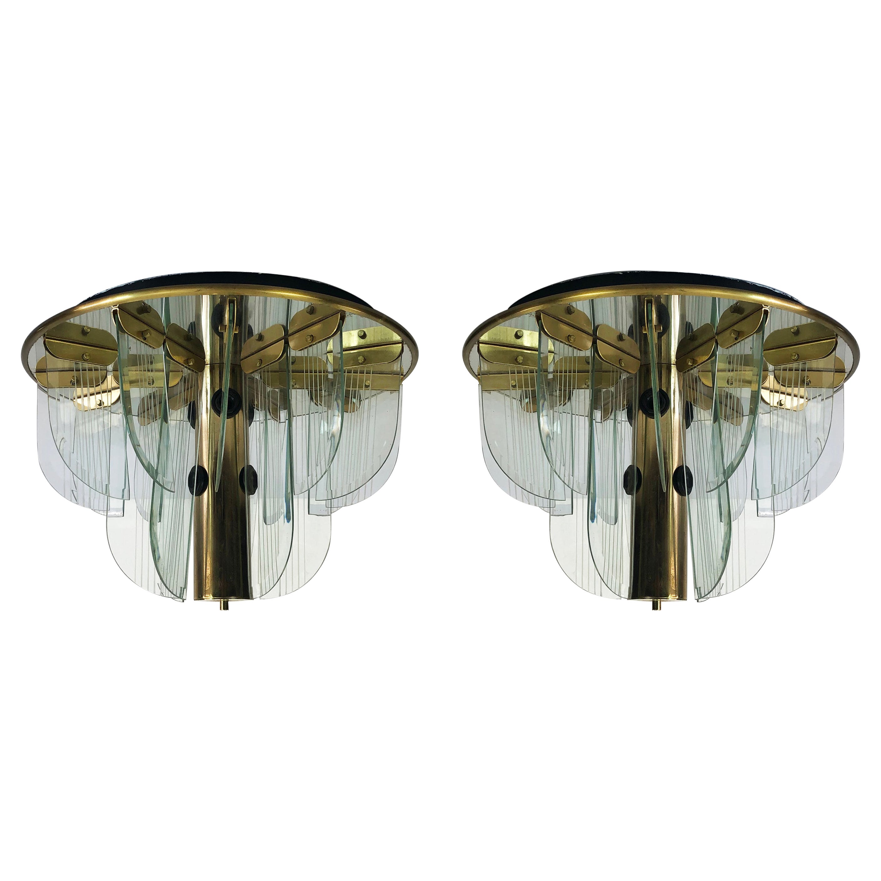 Pair of Mount Ceiling Lights Attributed to Lightolier For Sale