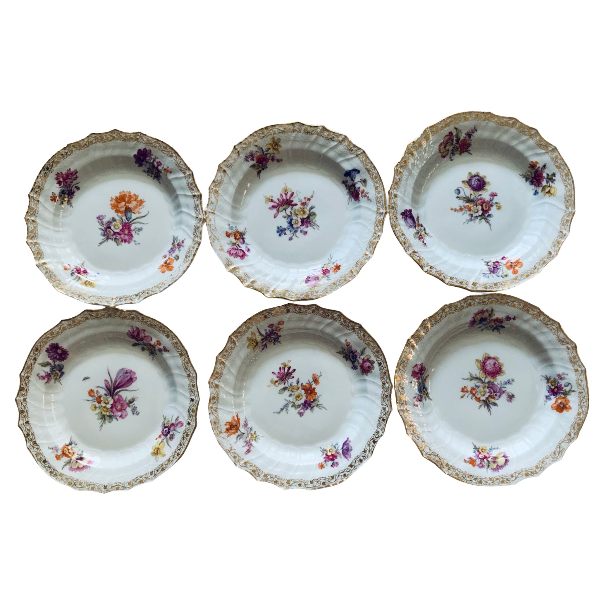 Set of Six KPM Bread and Butter Plates