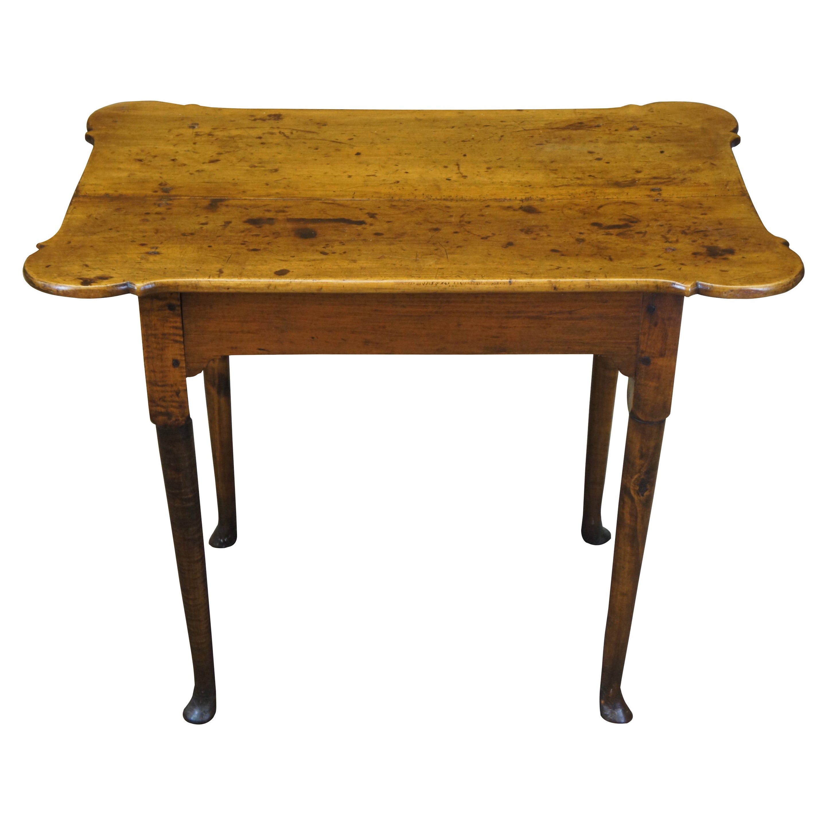 Antique 18th Century Maple Porringer Top Side Tea Table Queen Anne