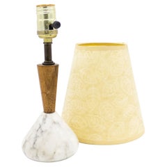 American Mid-Century Marble and Wood Table Lamp