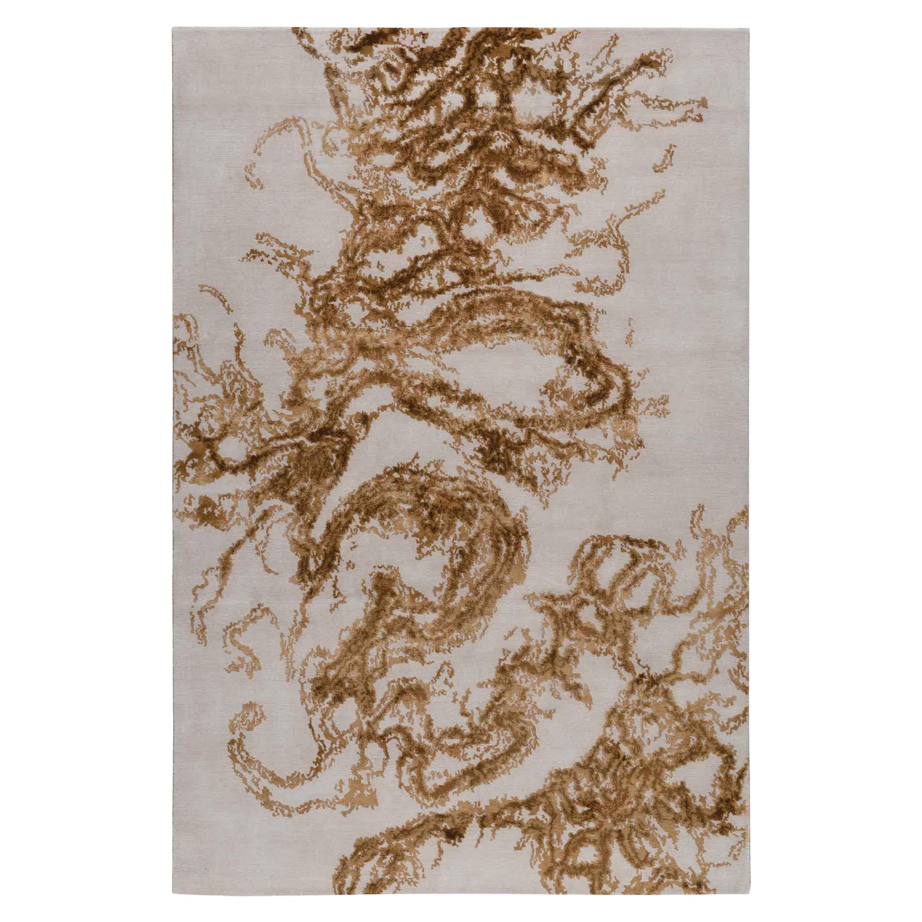 Modern Dragon Hand-Knotted 9'x6' In Wool and Silk By Michael Chan