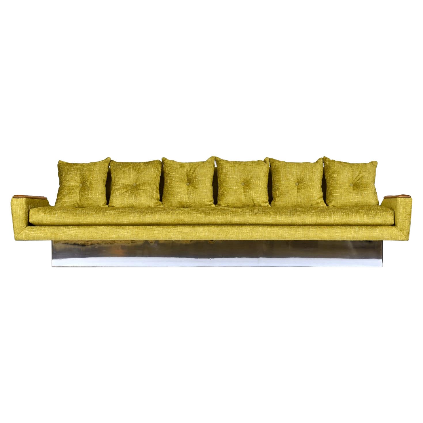 Restored Custom-Made Pearsall Style Gondola Sofa Couch on Mirrored Base