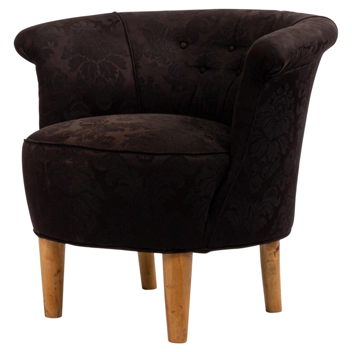 Mid-Century Black Upholstered Tub Chair For Sale