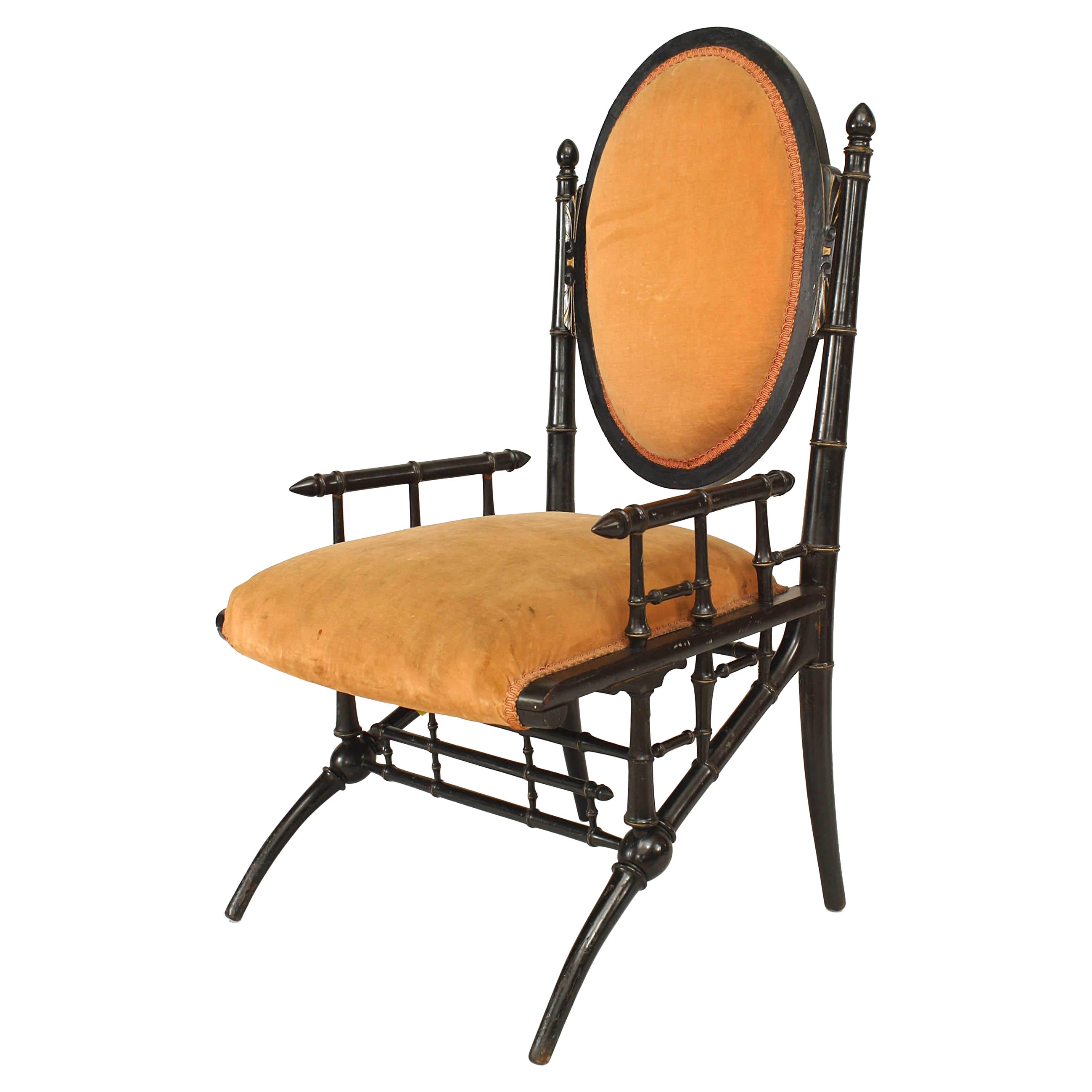 American Victorian Velvet Arm Chair