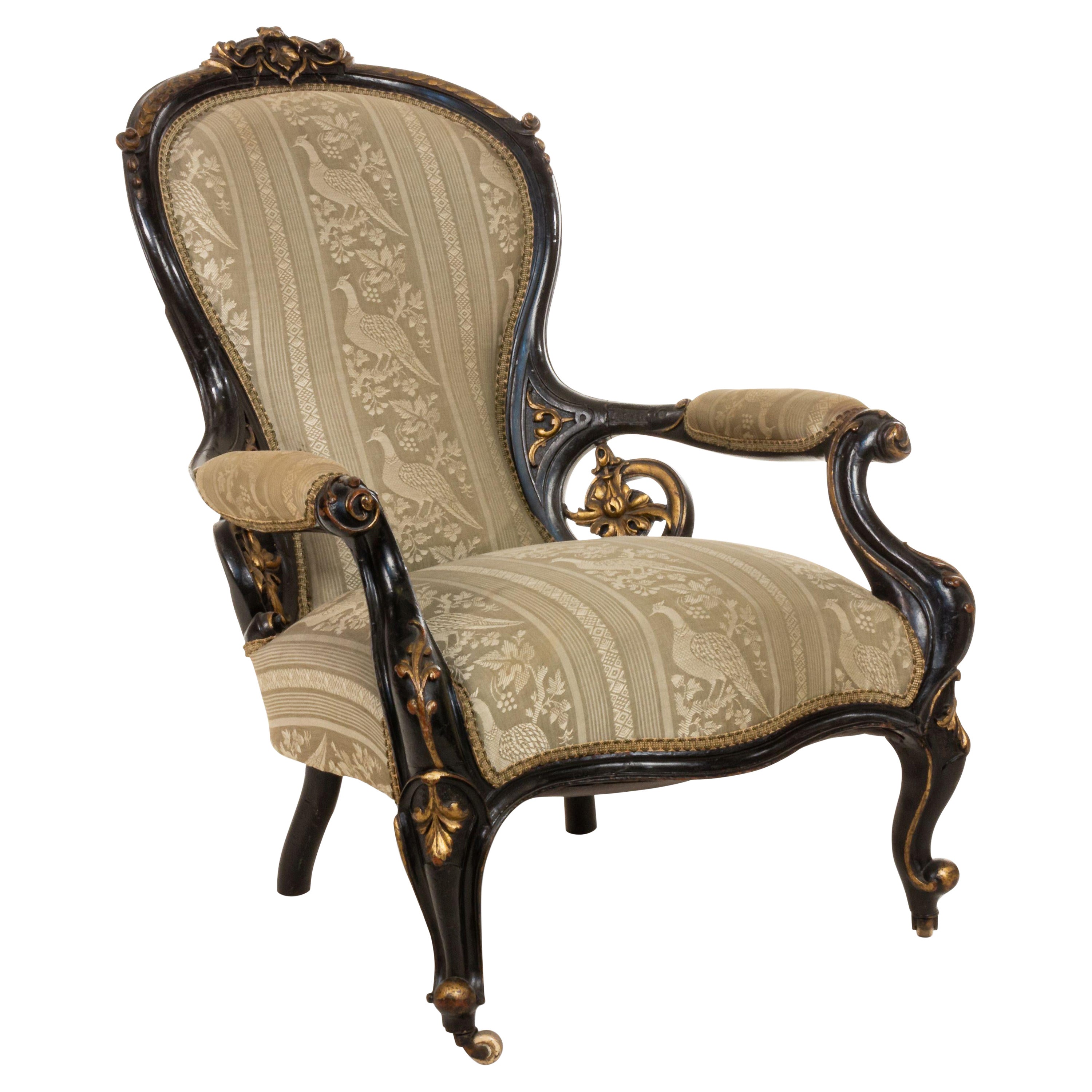 Amerikanischer viktorianischer ebonisierter Sessel im Angebot