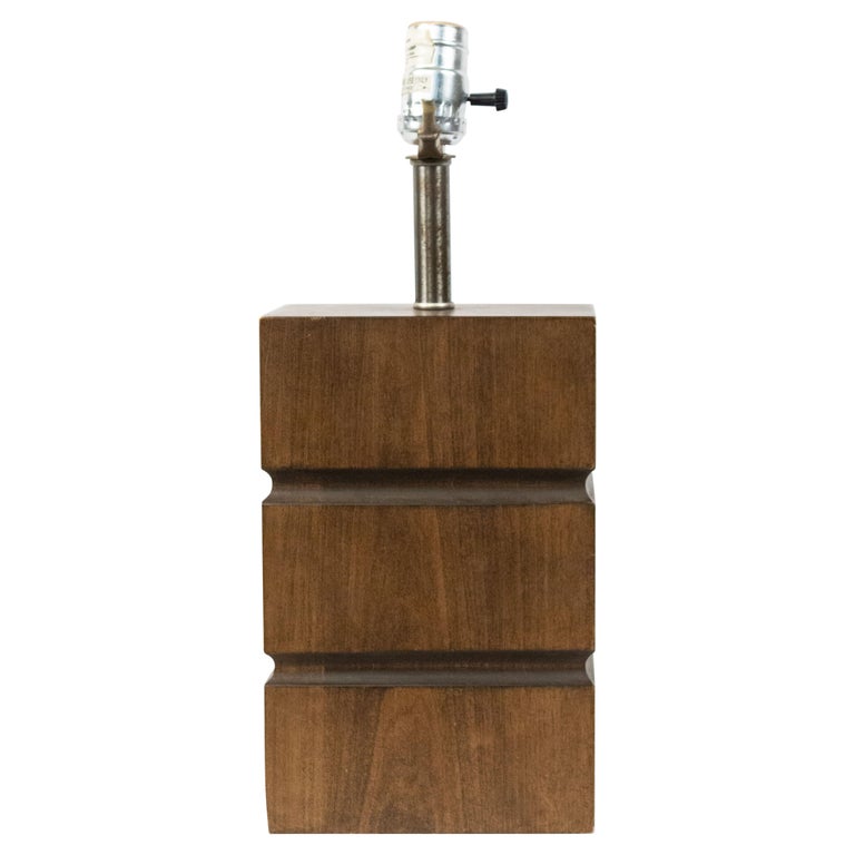 American MidCentury Wood Block Table Lamp For Sale at 1stDibs