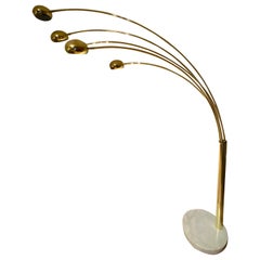 Five-Arm Arc Floor Lamp, circa 1970, Italy Large Marble Base