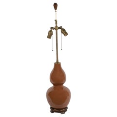 American Mid-Century Brown Porcelain Table Lamp