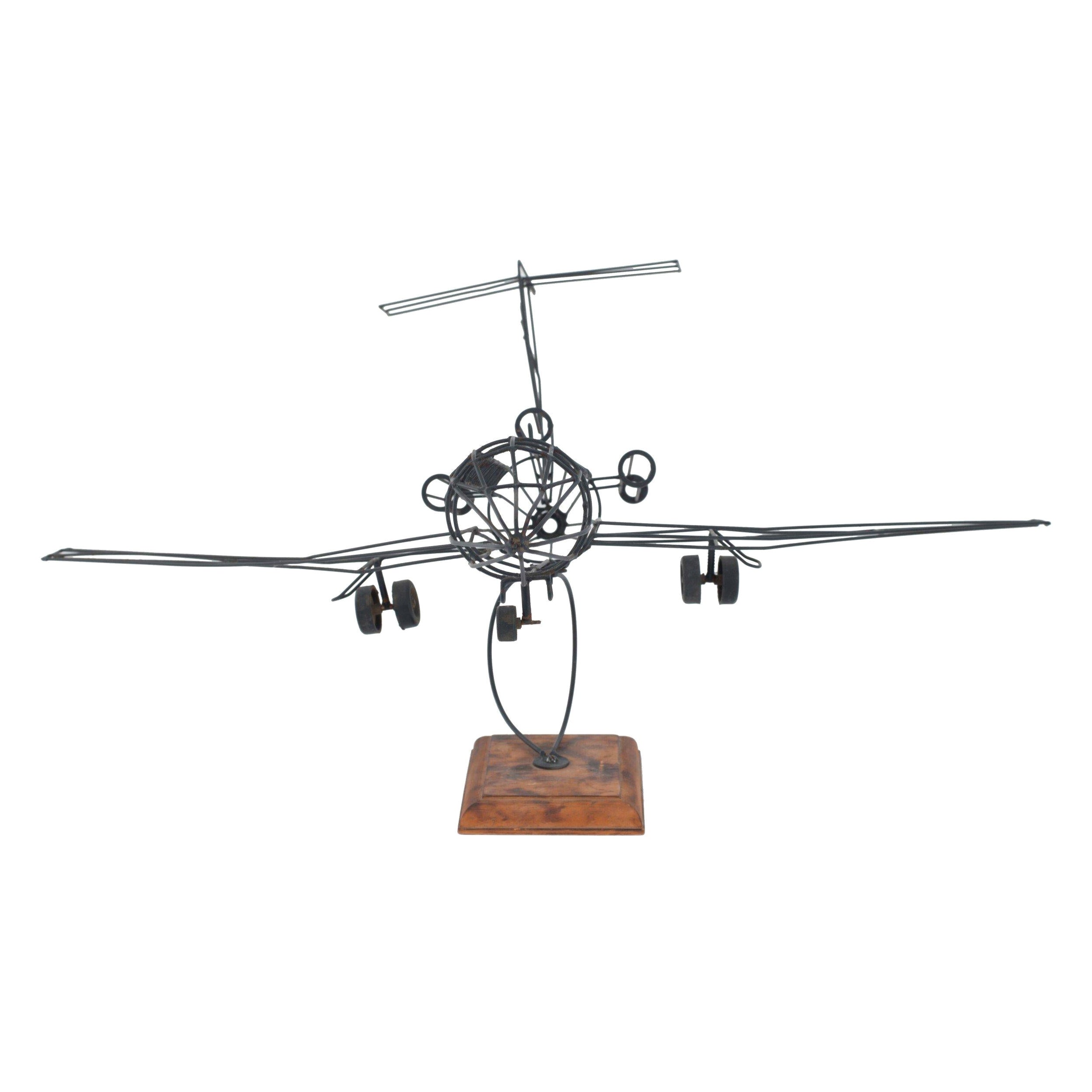 Mid-Century American Airlines Wire Plane Sculpture For Sale