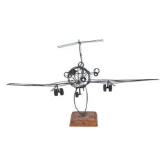 Retro Mid-Century American Airlines Wire Plane Sculpture