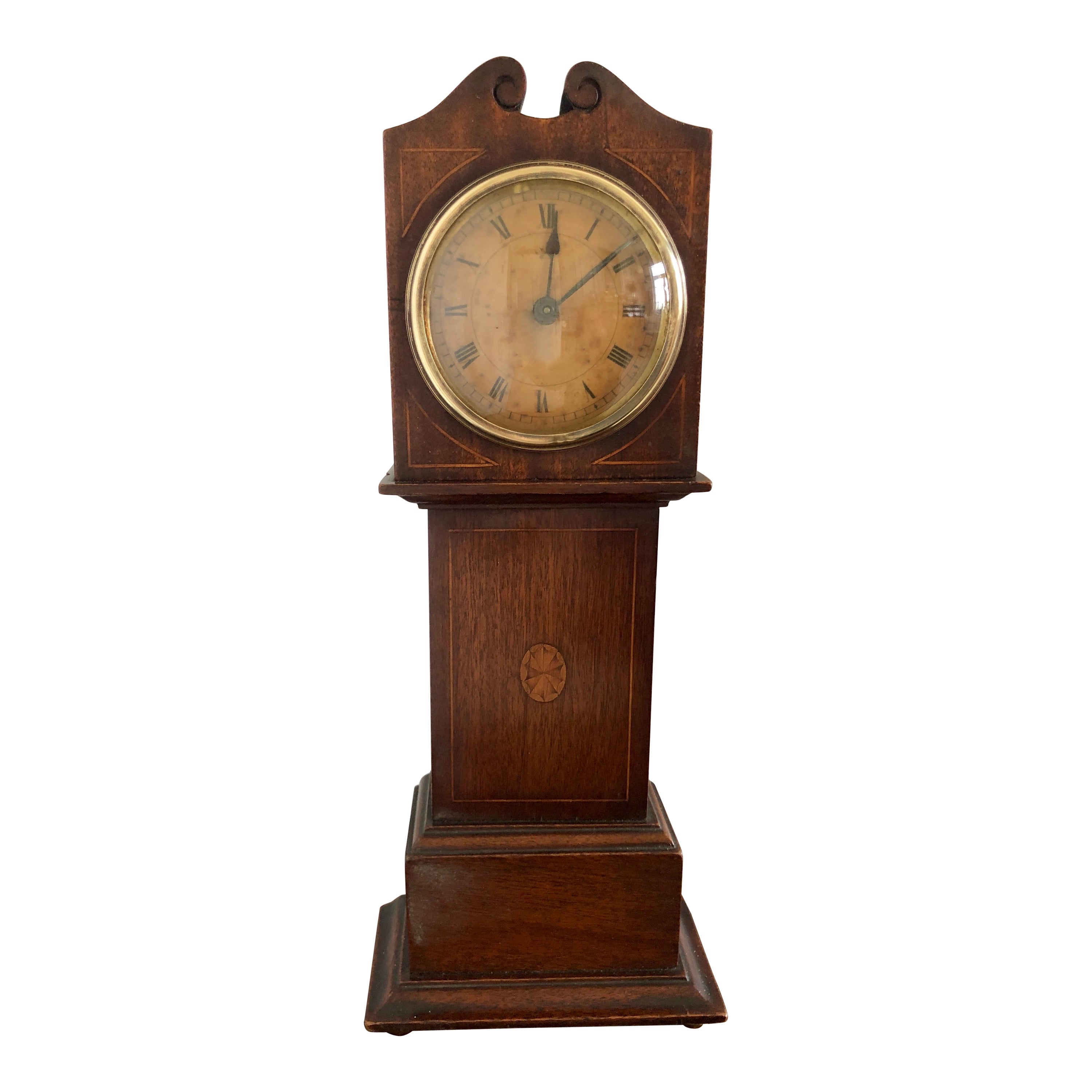 Antique Inlaid Mahogany Apprentice Miniature Longcase Clock