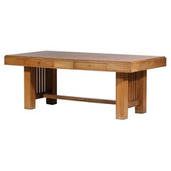 Modernist Desk in Solid Oak from the 1960s in the Frank Lloyd Wright Style F146