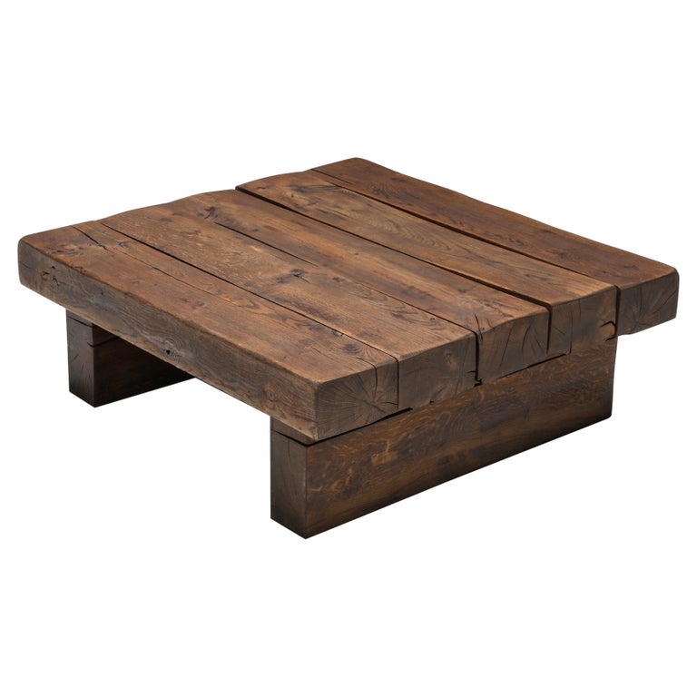 Rustic Solid Wood Craftsman Coffee Table at 1stDibs