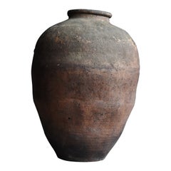 Japanese Old Pottery 1800s-1860s/Antique Flower Vase Vessel Jar Wabisabi