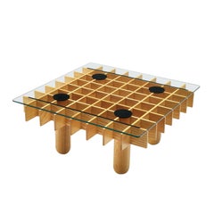 Italian Graphical Coffee Table in Maple and Glass