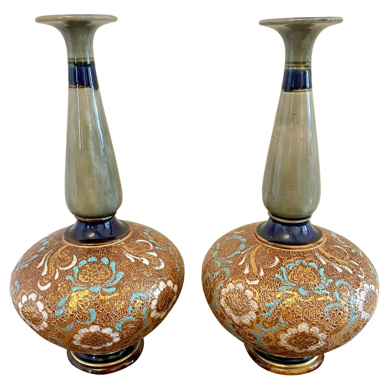 Pair of Antique Royal Doulton Vases For Sale