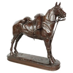 Sculpture française en bronze « Cheval de guerre » d' Emmanuel Fremiet, datant d'environ 1860