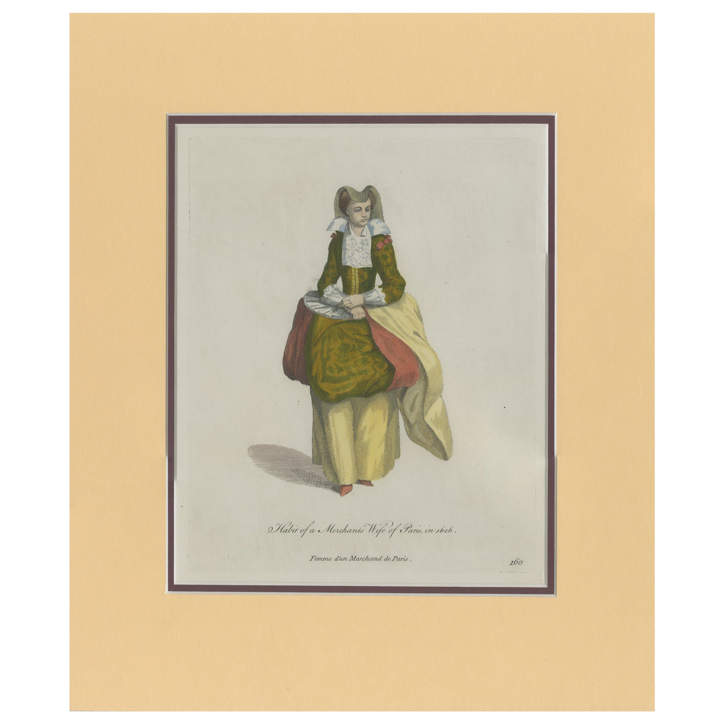 Impression ancienne de l'épouse de marchand à Paris par Jefferys (1772)