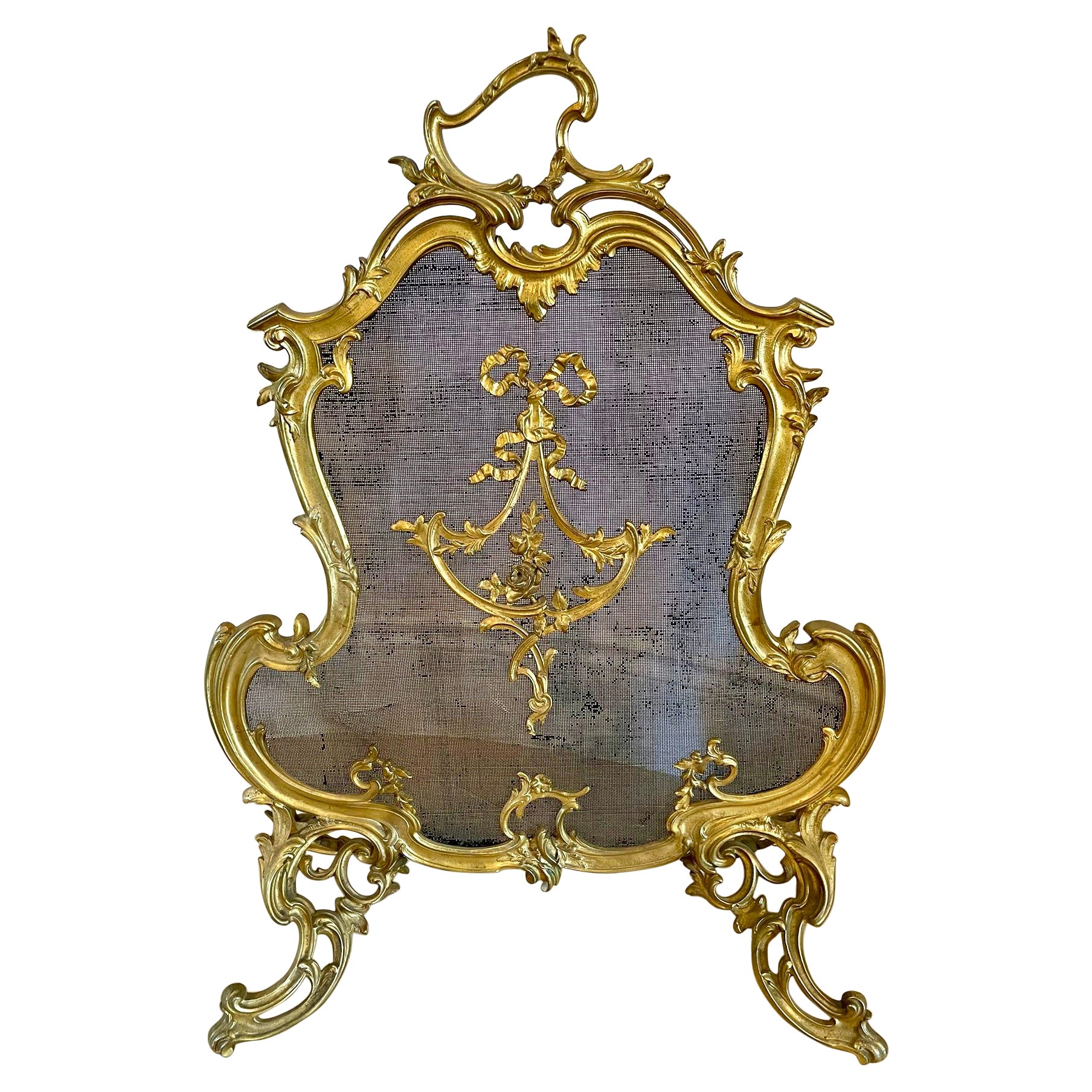 Outstanding Quality French 19th Century Ornate Gilt Ormolu Fire Screen