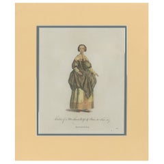 Impression ancienne d'une épouse de marchand à Paris par Jefferys (1757)