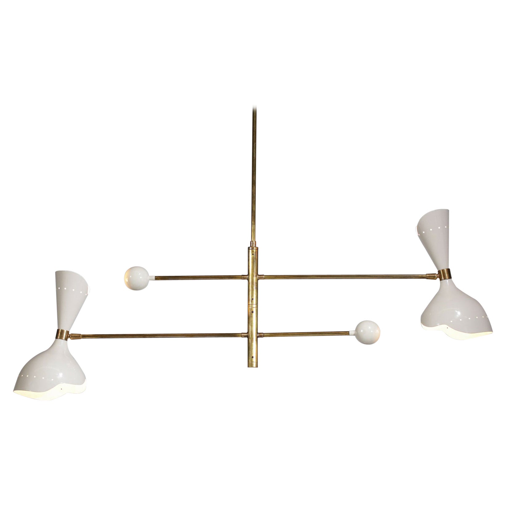 Modern Italian Hanging Lamp Brass Pendulum, Vintage Stilnovo Design Giroue F142 For Sale