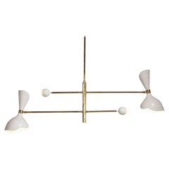 Modern Italian Hanging Lamp Brass Pendulum, Vintage Stilnovo Design Giroue F142