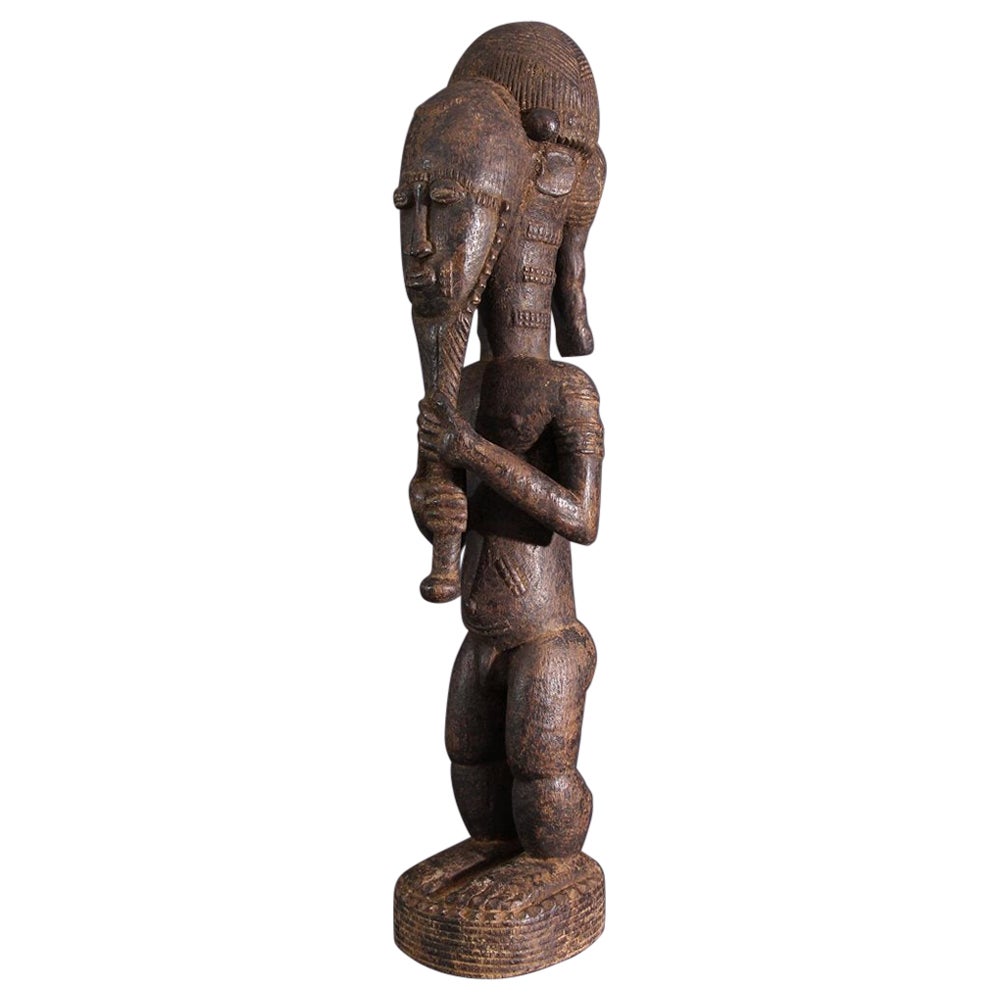 Mid-Century African Tribal Baoulé Waka Sona Wooden Male Sculpture 1950s
