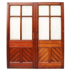 Pair of Victorian Pitch Pine Glazed Doors