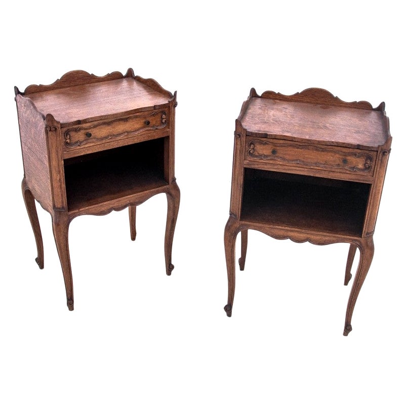 Bedside Tables, France, Walnut, Early 20th Century