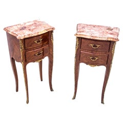 Bedside Tables with Marble Top, France, 1930s
