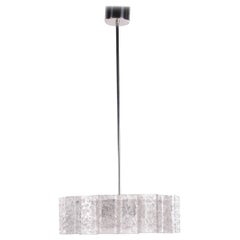 "Doria Leuchten Ice Glass Hanging Lamp with Relief Glass Cylinders, 1960s"