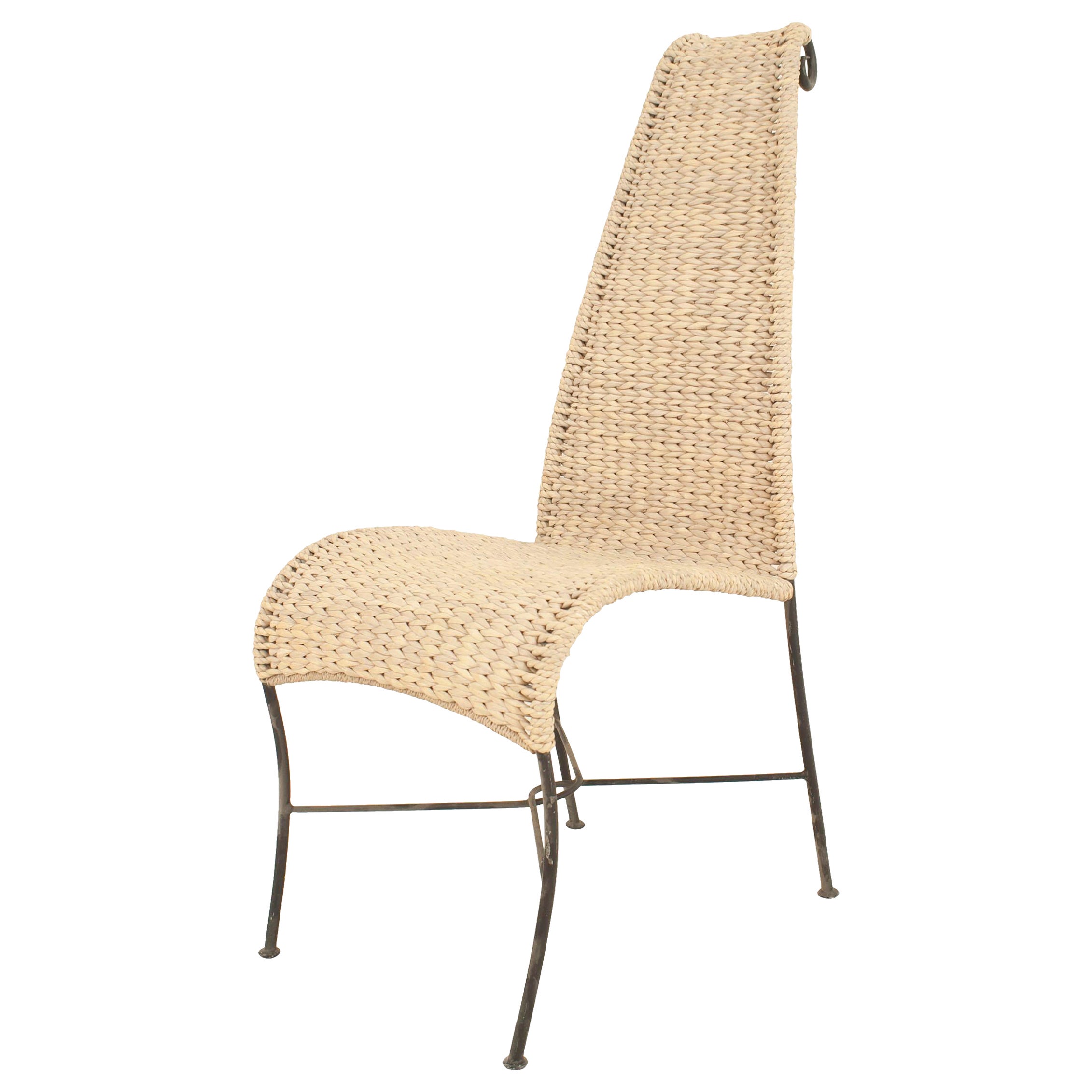 American Post-War Rattan Side Chair For Sale